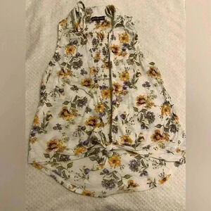 Purple & gold floral tube top & hi-Lo coverup that ties in front. Size medium